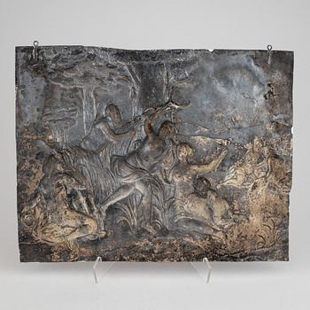 A baroque style silver-plated copper reflief, 19th century.