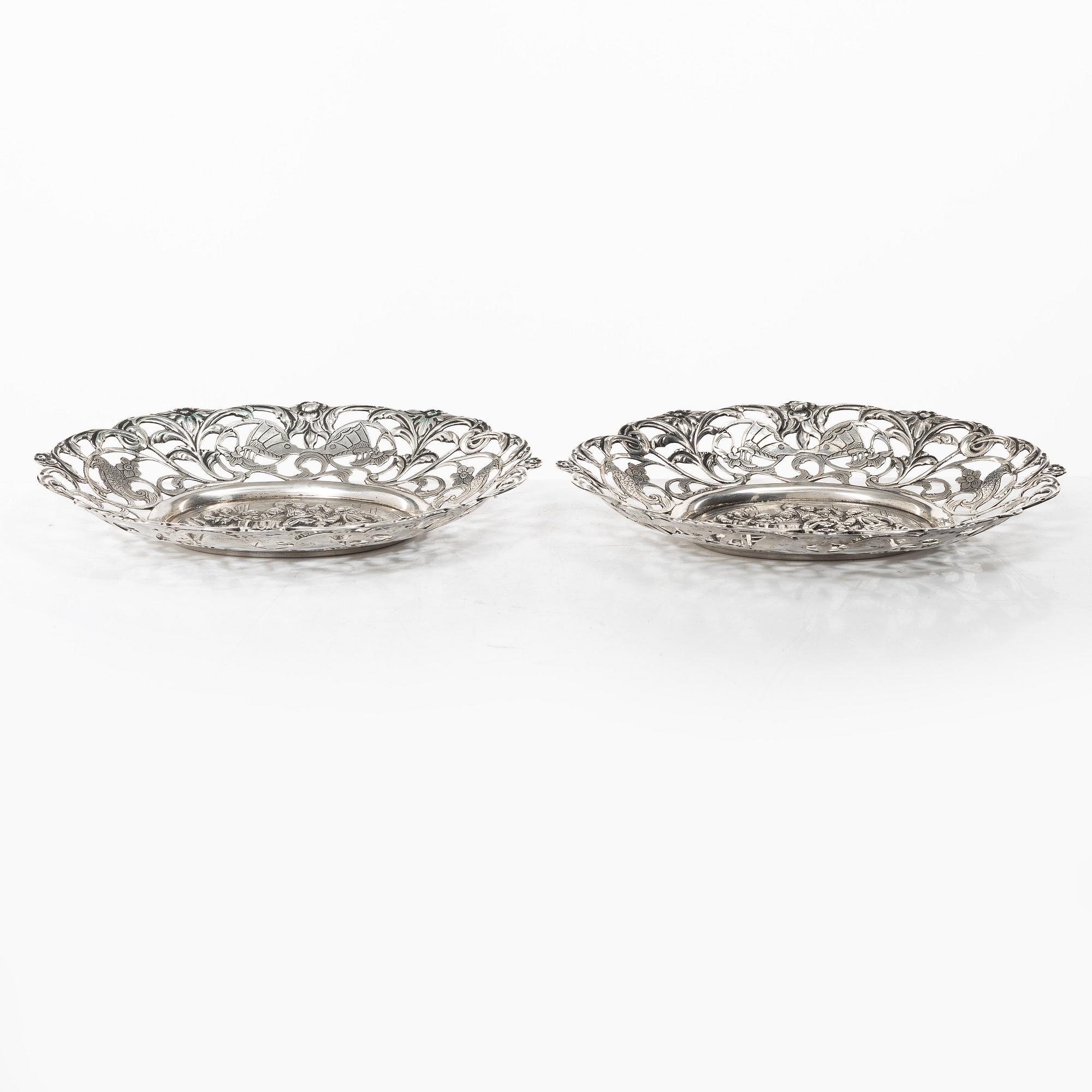 Sauceboat, a pair, silver, Rococo style, 20th century.