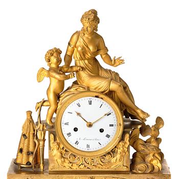 A French Empire mantel clock marked A. Lemoine Paris (1812-1822).