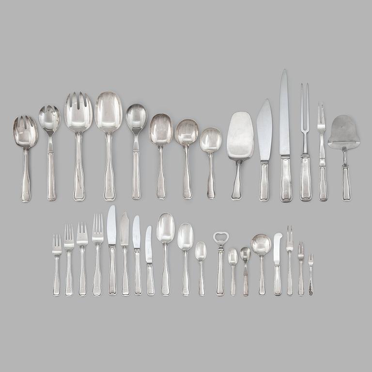 Georg Jensen, bestickuppsättning "Old Danish/Dobbelrifflet", 170 delar, Köpenhamn, efter 1945, sterling.