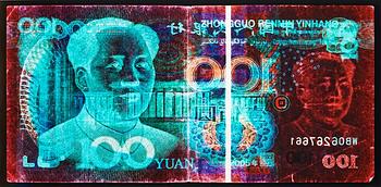 297. David LaChapelle, "Negative Currency: 100 Yuan used as Negative", 2011.