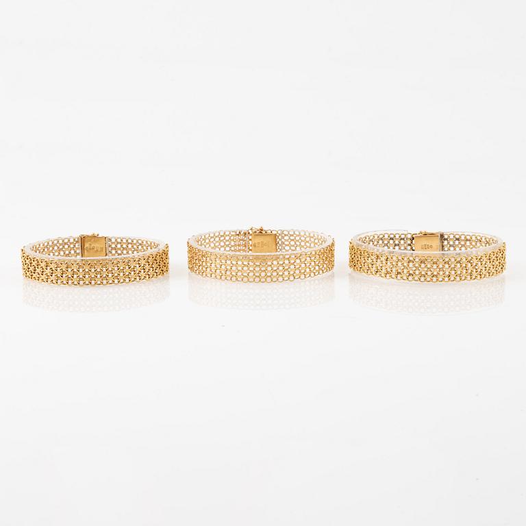 Three links, bracelet, 18K rose gold, x-link.