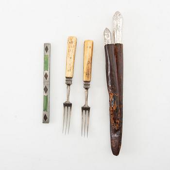 Travel cutlery, 3 pairs, 17th/18th century.