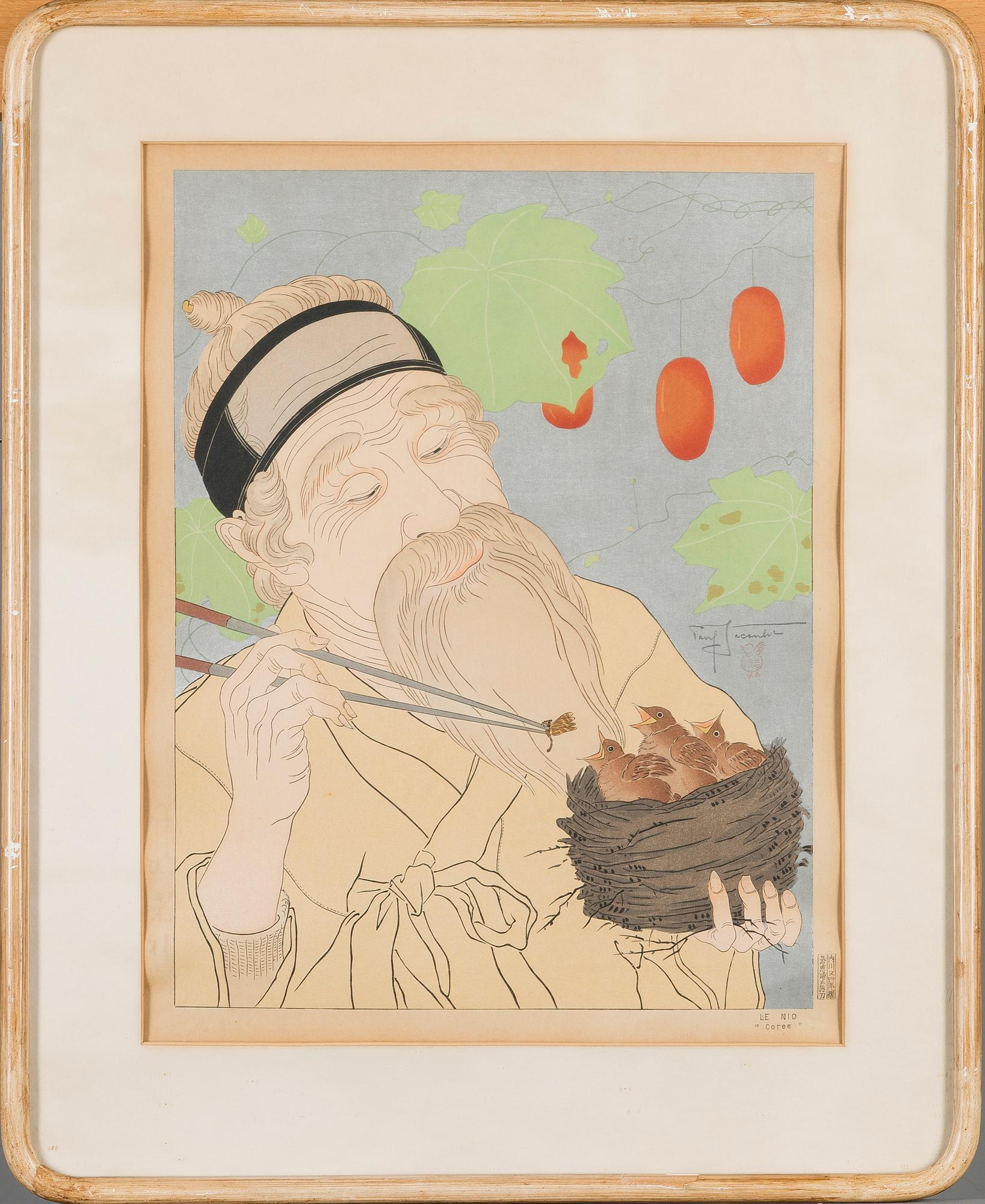 PAUL JACOULET, puupiirros, signeerattu, 1941.