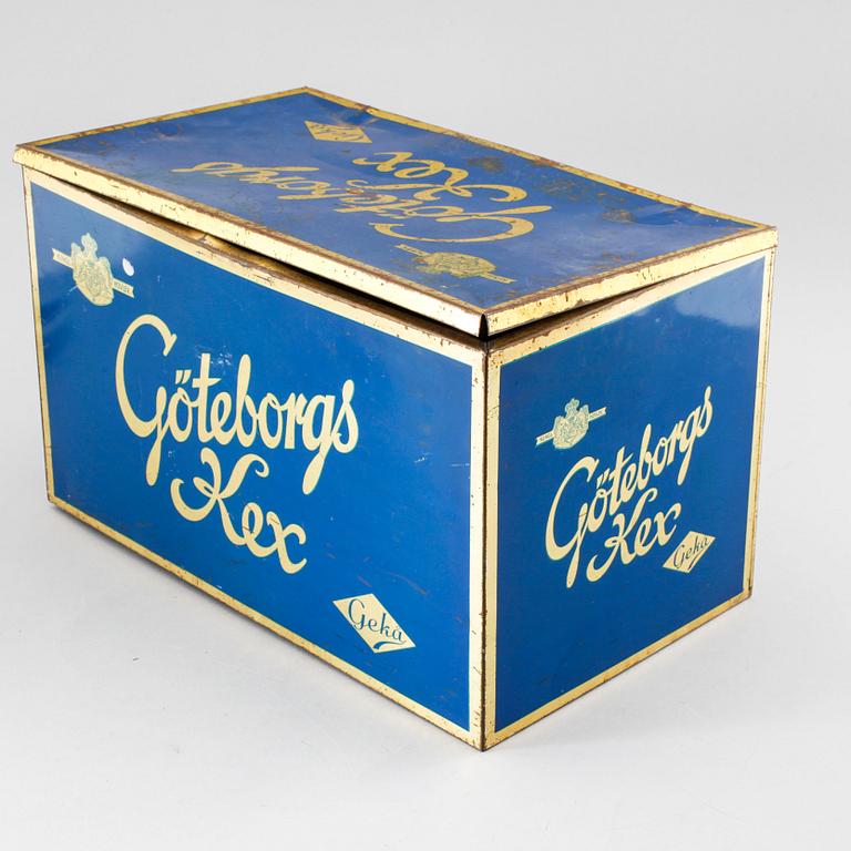 LÅDOR, 2 st, plåt, "Göteborgs kex", 1900-talets mitt.