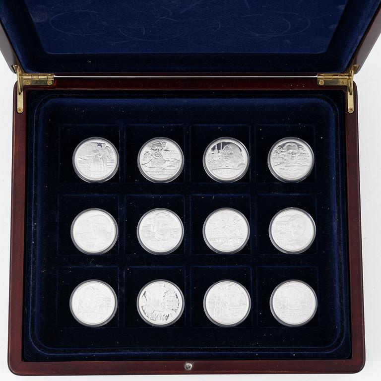 36 commemorative silver coins, 'Kungariket Sverige'.