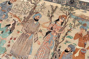 Tabriz carpet, figural, 170 x 115 cm.