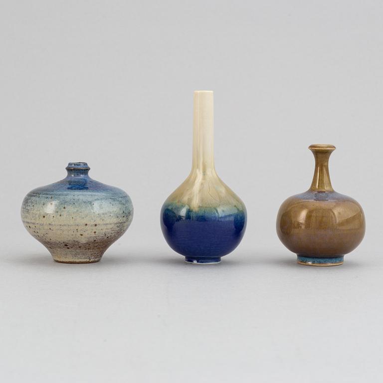 A set of seven stoneware vases, including Bertil Lundgren, Rörstrand, Klase Keramik, Gunnar Anderson and  Yngve Blixt.