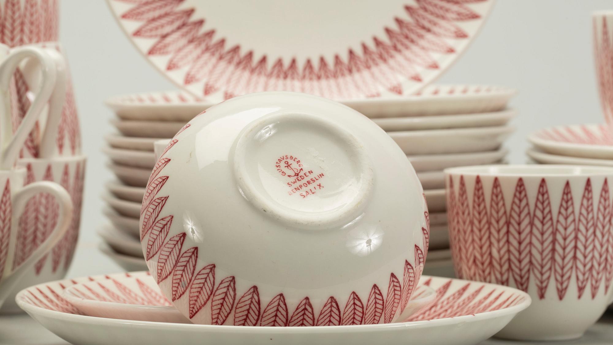 KAFFESERVIS, "Salix", Stig Lindberg 24 delar, porslin.