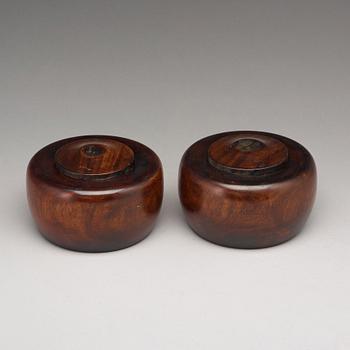 A pair of wooden Weiqi boxes with covers, Qing dynasty (1664-1912).