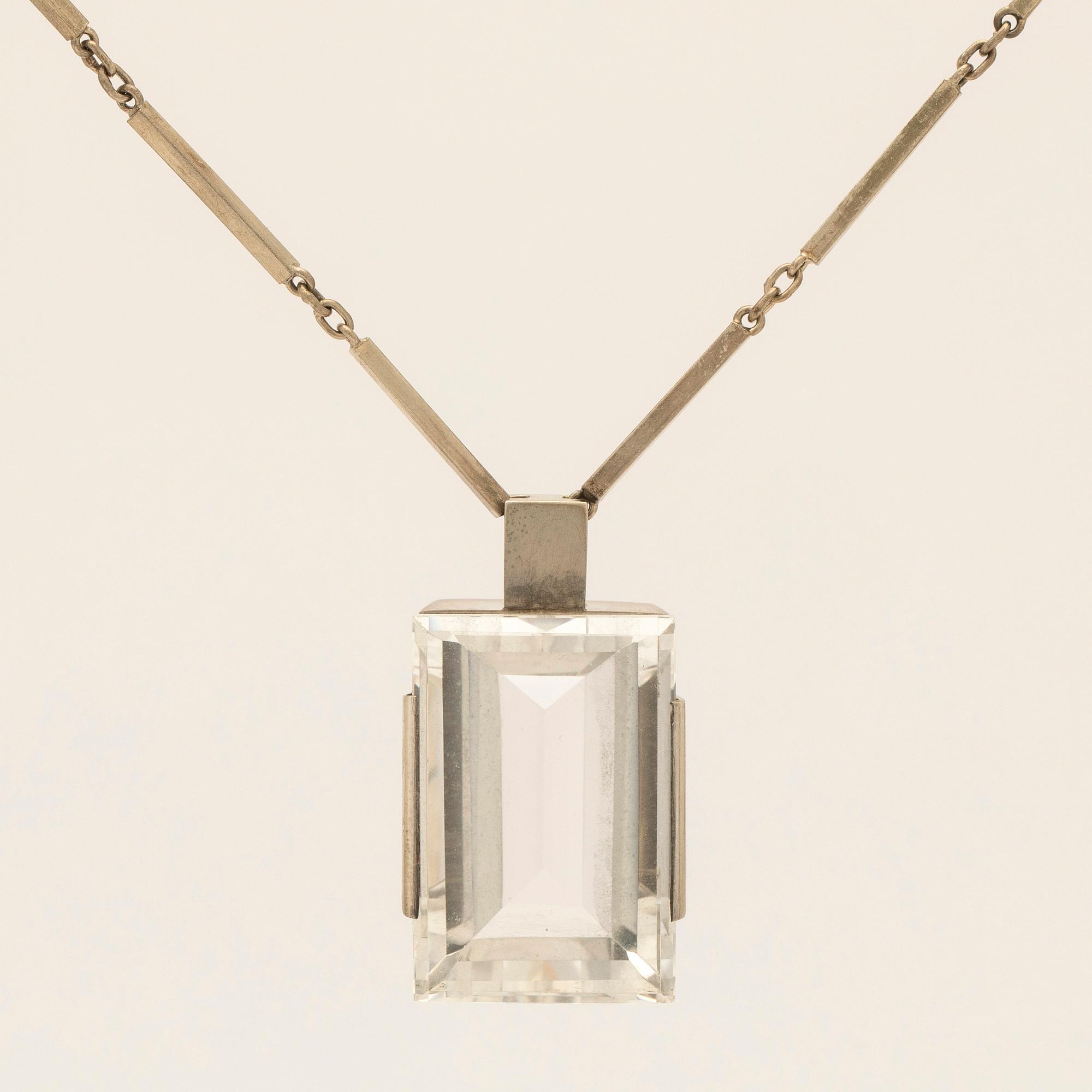 Ateljé Stigbert, Necklace with rock crystal and bracelet, sterling silver, 1949.