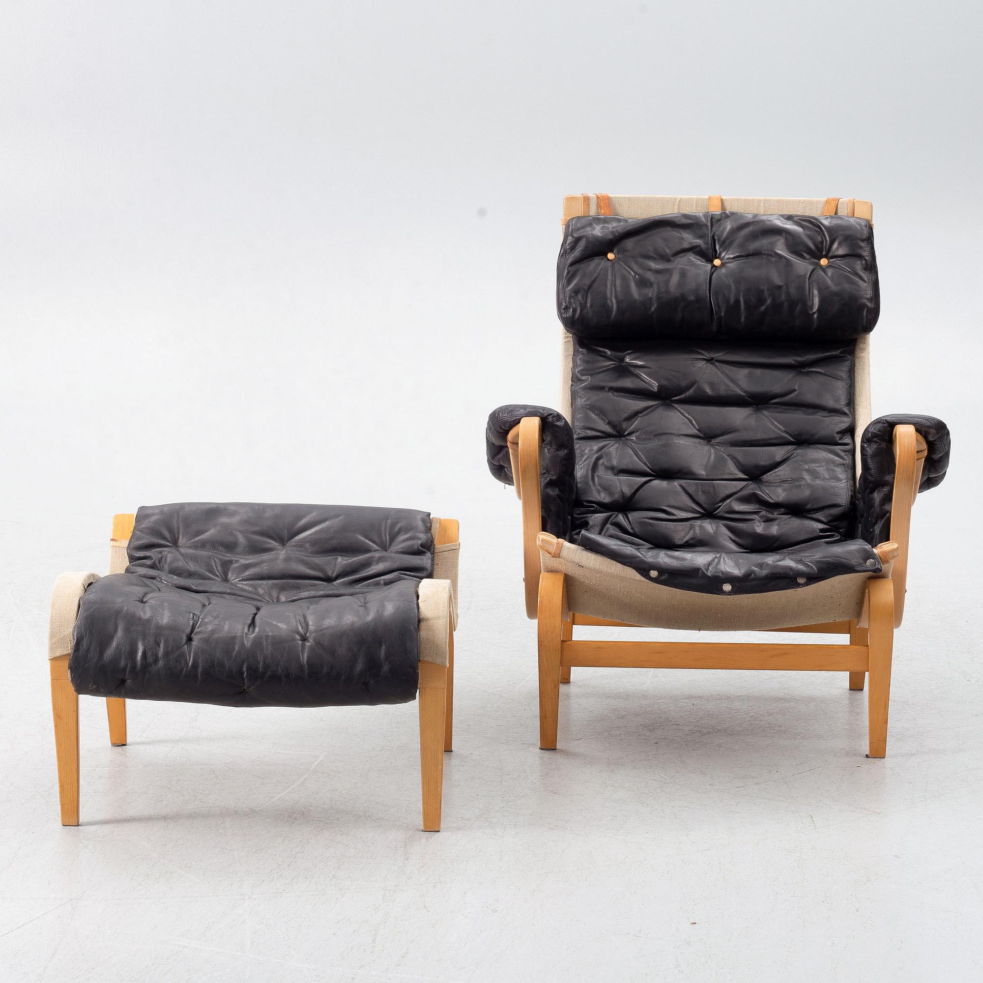 Bruno Mathsson, armchair with footstool, "Pernilla", Dux.