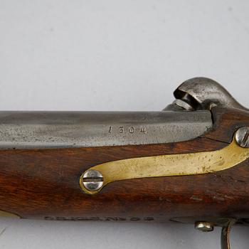 A smooth bored Swedish percussion pistol, 1850 pattern.