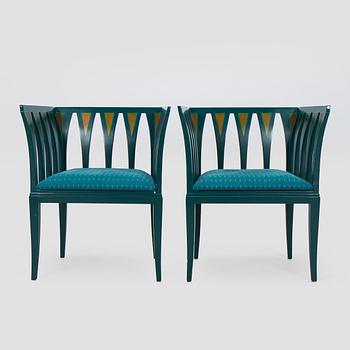 Eliel Saarinen, Fåtöljer, ett par och bord, "Blue suite" för Adelta, Finland 1980-tal.