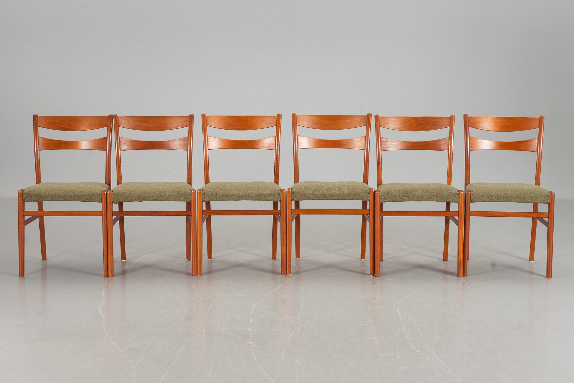 BORD samt 6 stolar, teak, 1950/60-tal.