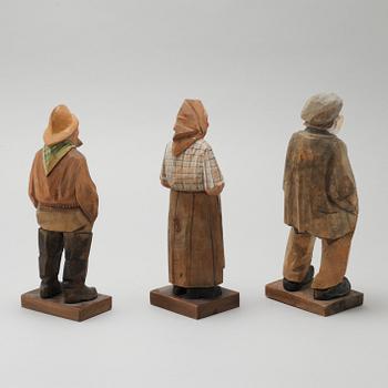 and CARL JOHAN TRYGG, three wooden sculptures, signed and dated, 1940s.