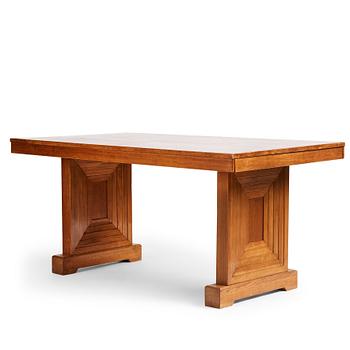 Oscar Nilsson, attributed to, a stained oak table, probably executed at Isidor Hörlin AB, Stockholm, 1930-40's.