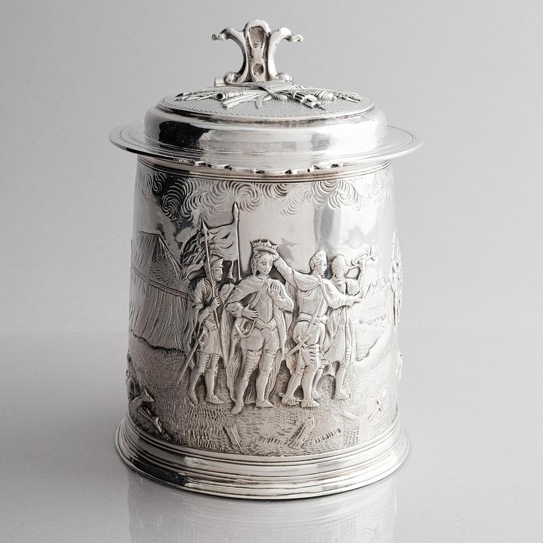 John Jackson, dryckeskanna, silver, London 1698-1699.