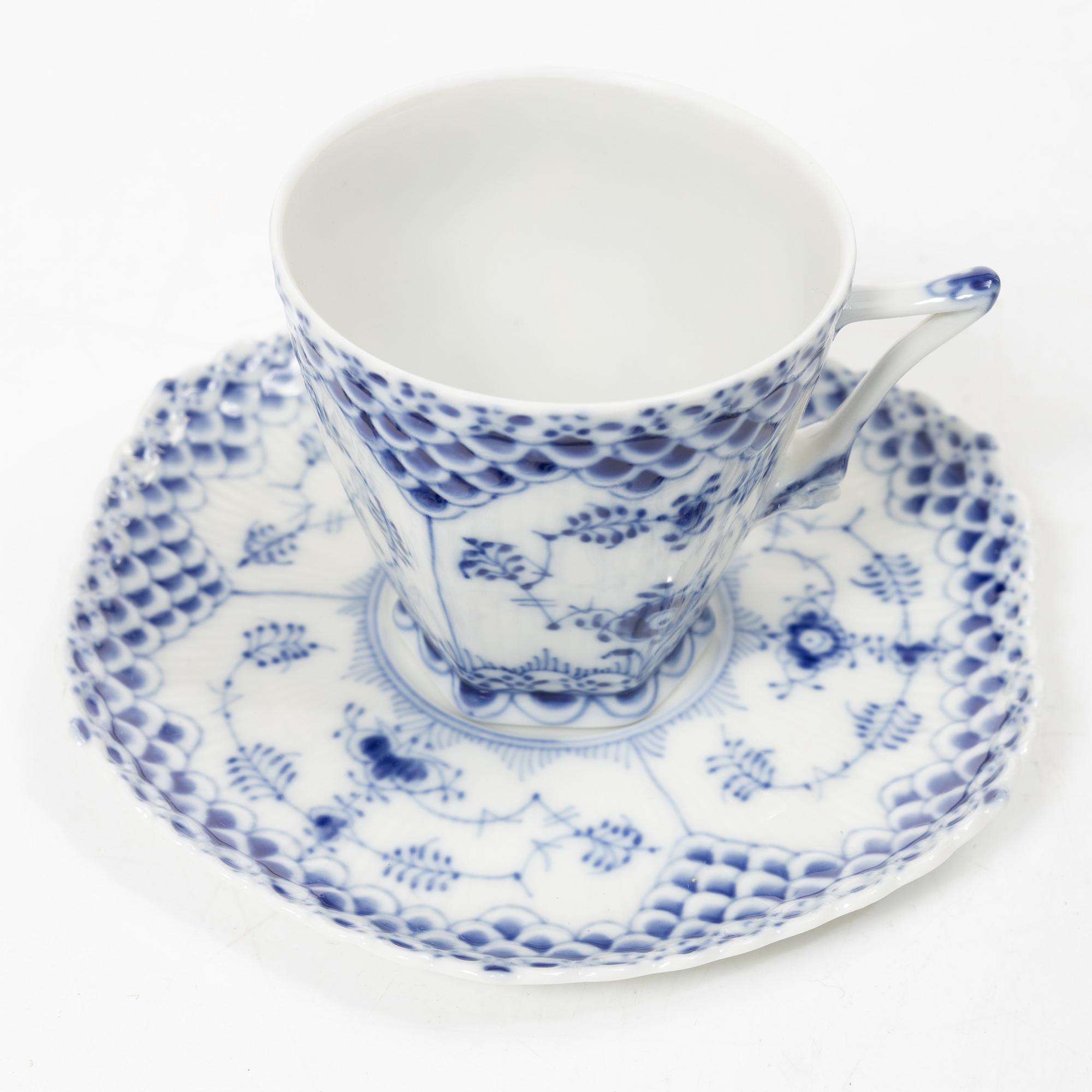 Royal Copenhagen, kaffeservis, 11 delar, porslin, "Musselmalet", mestadels helblonde, Danmark,