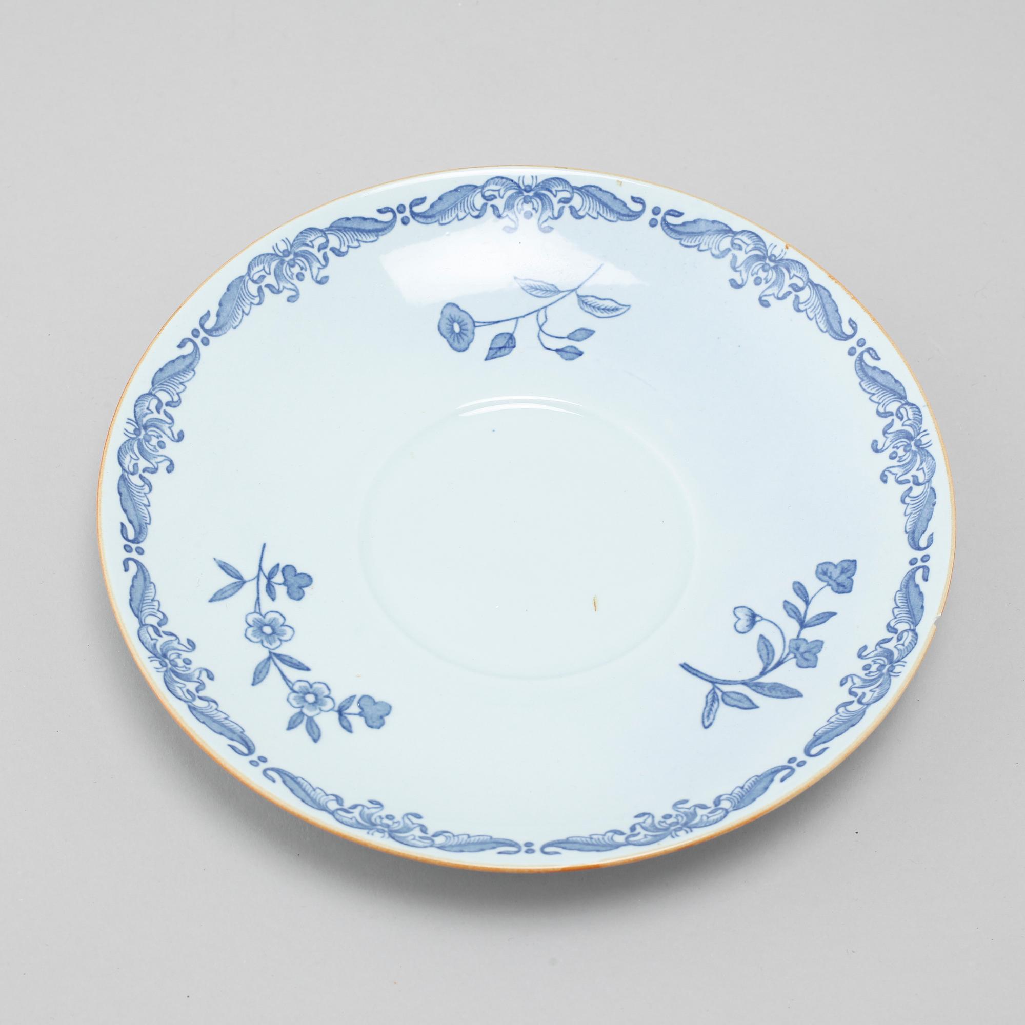 Seven "Ostindia" broth cups with sausers and chocolate cups with sausers in earthenware, Rörstrand, 20th century.