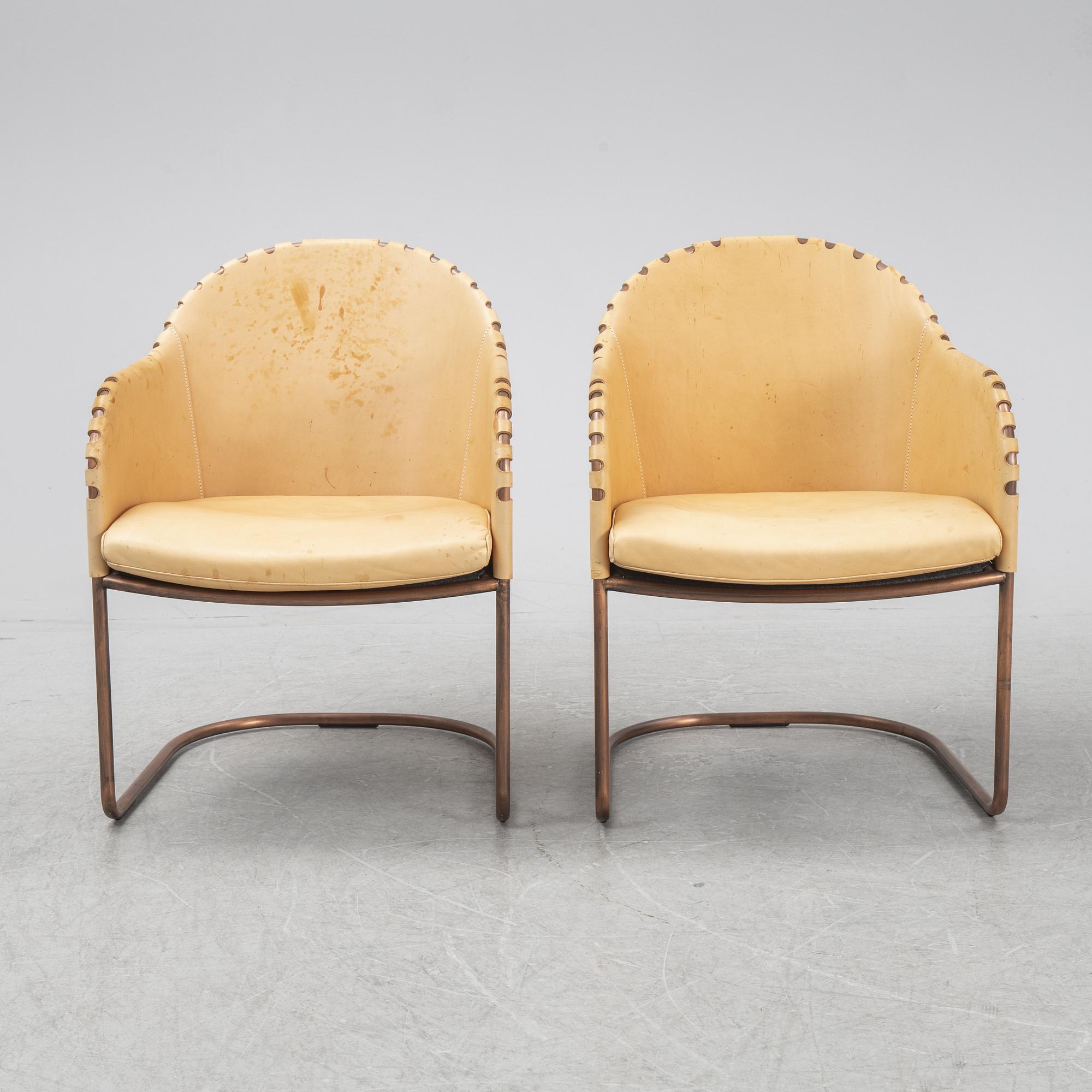 Mats Theselius, a pair of 'Ingo' leather armchairs, Källemo, 2014.