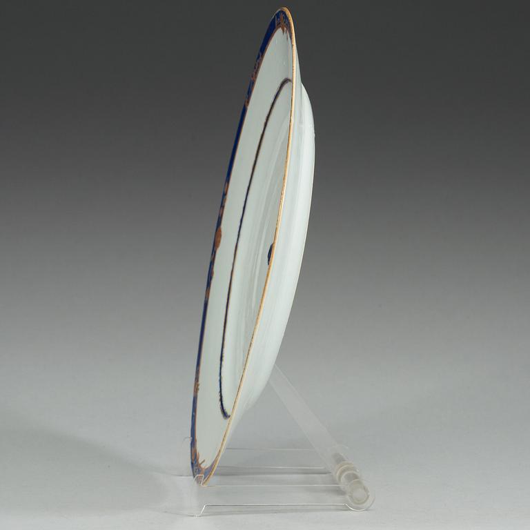 A set of six blue and gold dishes, Qing dynasty, Qianlong (1736-95).