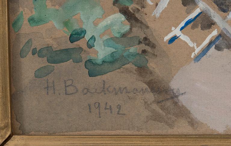 Hugo Backmansson, KAFFESTUND I TRÄDGÅRDEN.