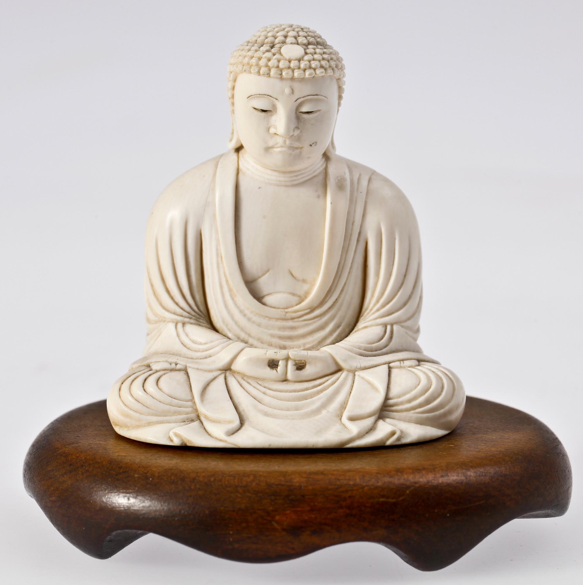 BUDDHAFIGURIN, ben, ostasien, sign.