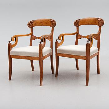 KARMSTOLAR, 1 par, senempire, 1800-talets mitt.
