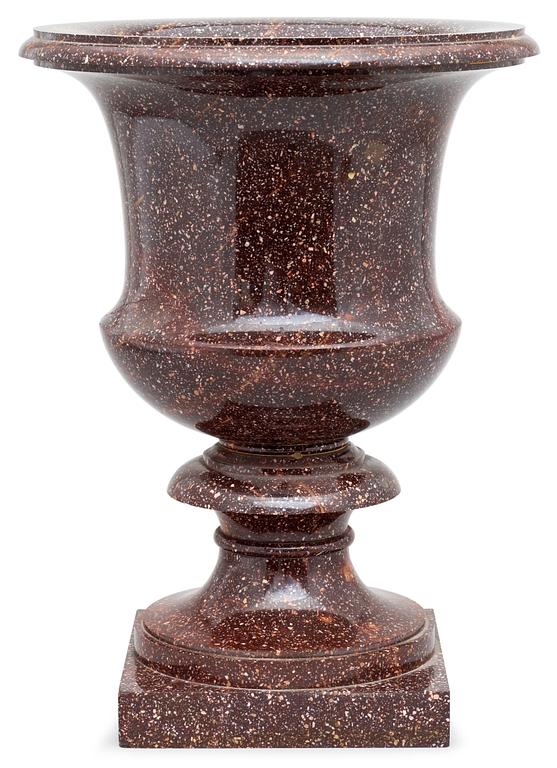 A Swedish Empire 19th century porphyry urn.