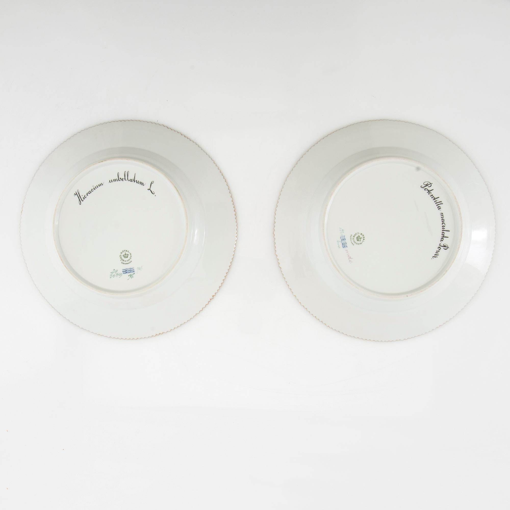 Plates 2 pcs "Flora Danica" Royal Copenhagen Denmark 1964 and 1966 porcelain.