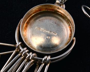 A PAIR OF EARRINGS AND A PENDANT, silver, Suomen Kultaseppä 1974. Weight 22,5 g.