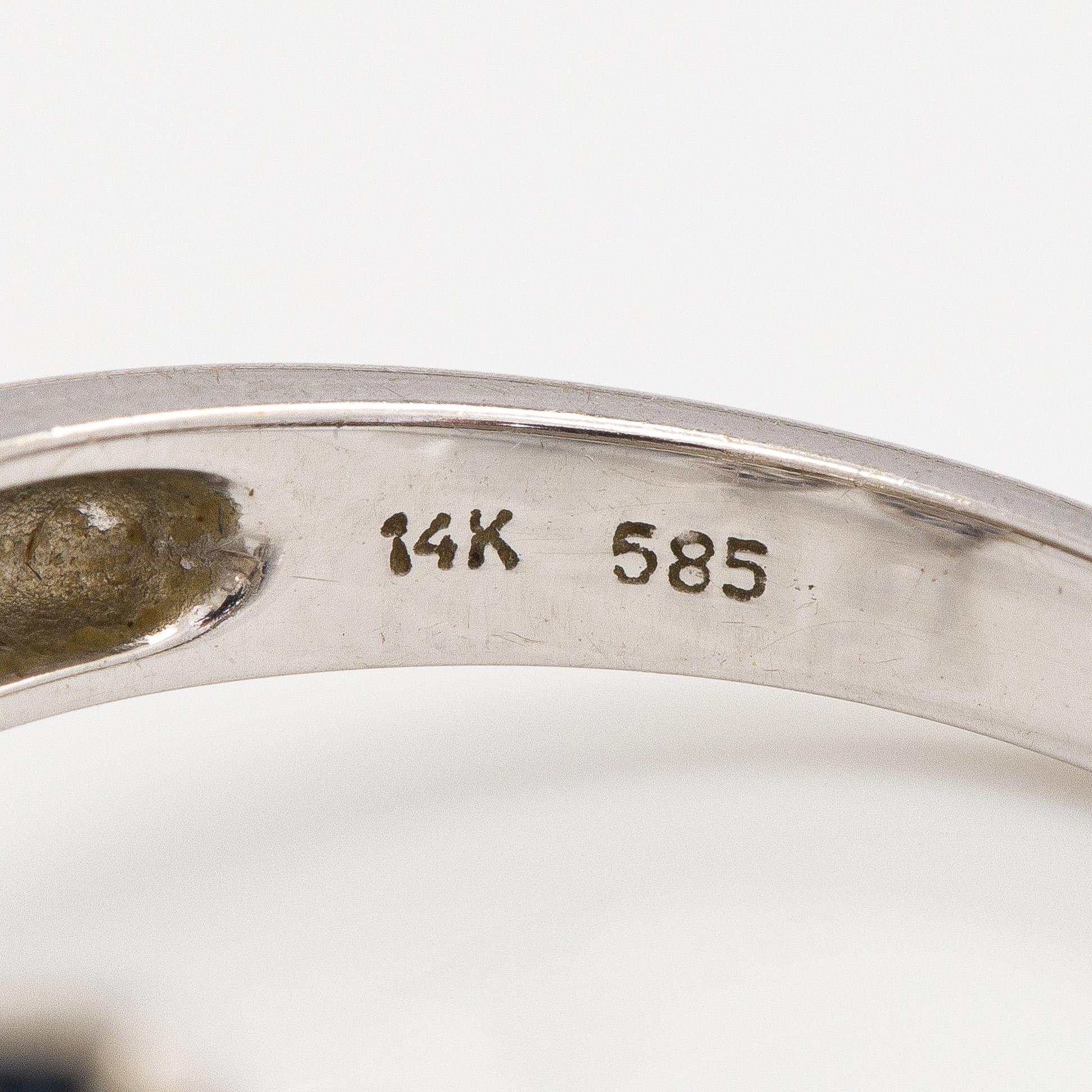 Ring, small diamonds and sapphires, 14K white gold.