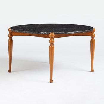 Josef Frank, a model 2168 walnut and black marble top sofa table, Svenskt Tenn, probably 1950's.