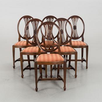 An early 20th century/20th century dining table and chairs, 3+6 pieces.