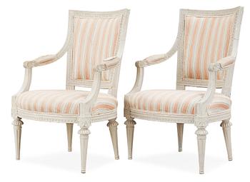 435. A pair of Gustavian armchairs by M. Lundberg, master 1775.
