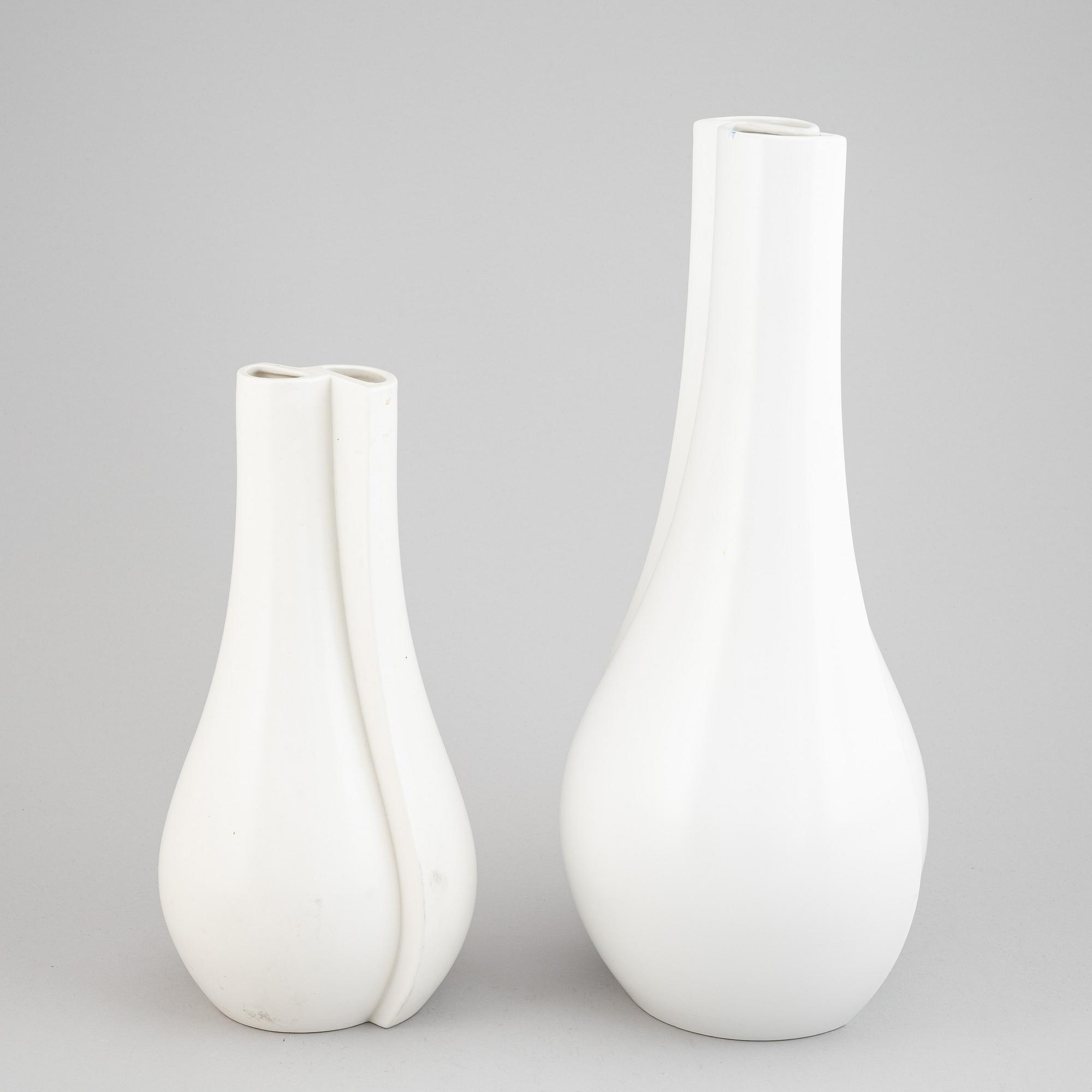Wilhelm Kåge, two "Surrea" ceramic vases, Gustavsberg, Sweden, possibly prototypes.