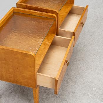 Bedside tables, a pair, Swedish Modern, 1940s.