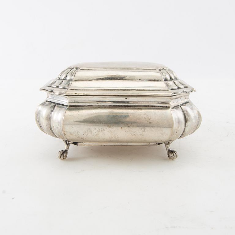 Sugar box Baroque style silver 19th century Central Europe.