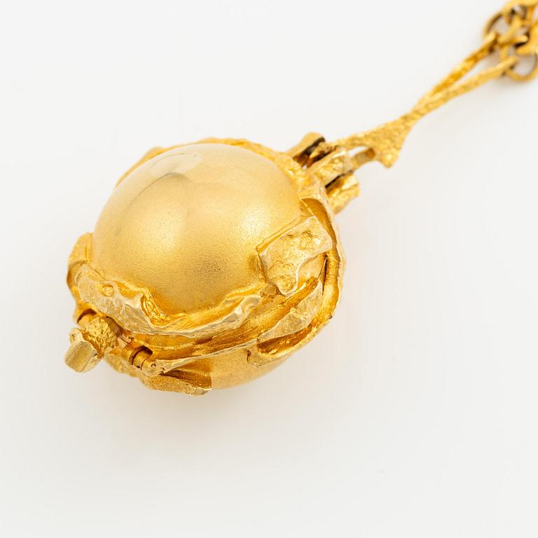 Björn Weckström, collier med klocka "Sun Dial", 18K guld, Finland 1974. För Lapponia.