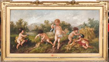 Unknown artist, 19th/20th century, Harvesting putti.