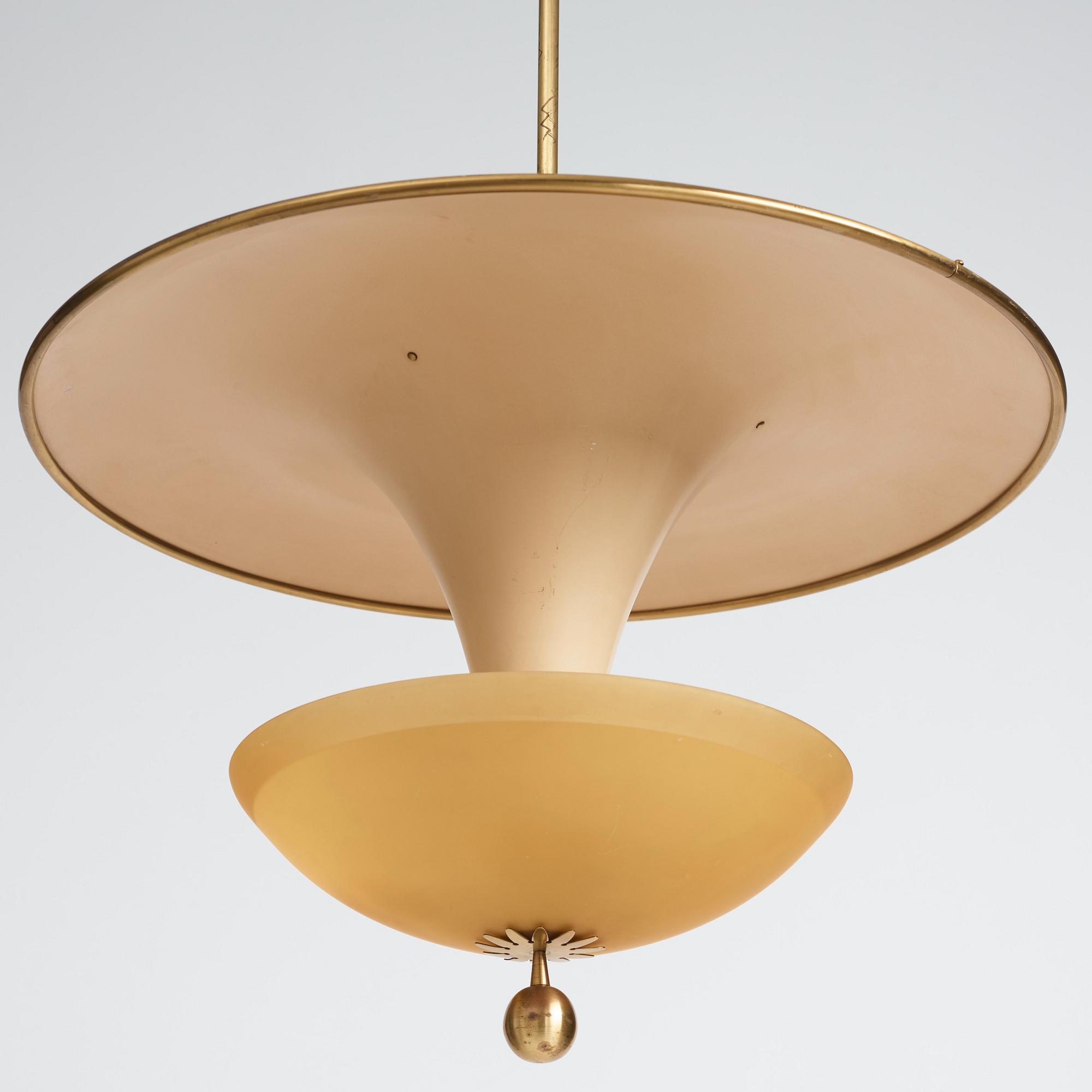 Bertil Brisborg, & Olle Elmgren, a pair of ceiling lamps, custom made, Nordiska Kompaniet 1940s.