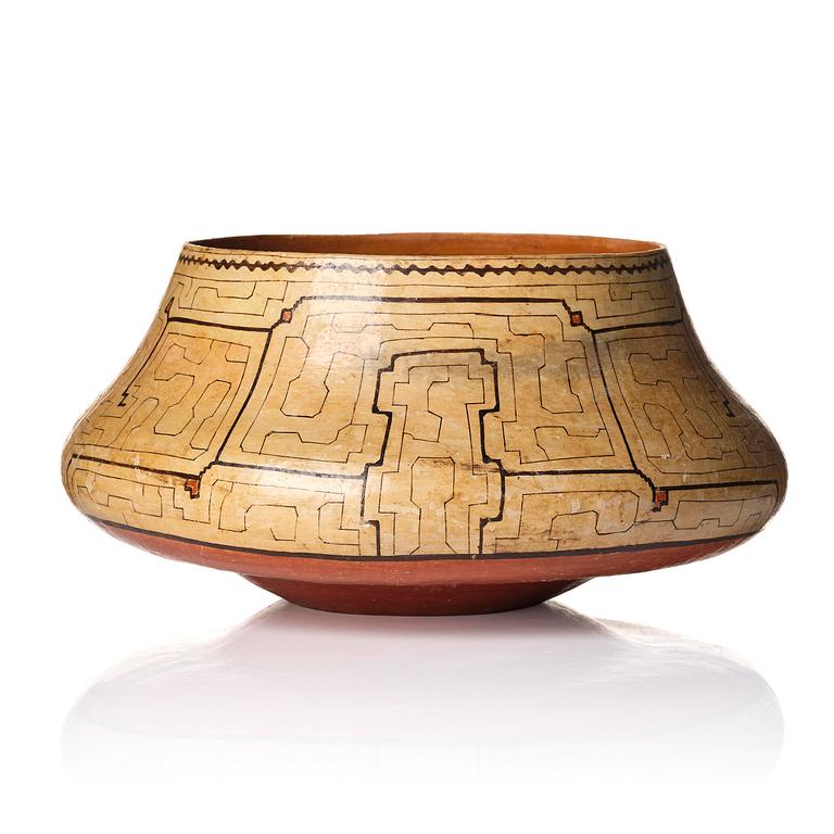 Skål, keramik. Sydamerica, Shipibo-folket, Peru, 1900-tal.
