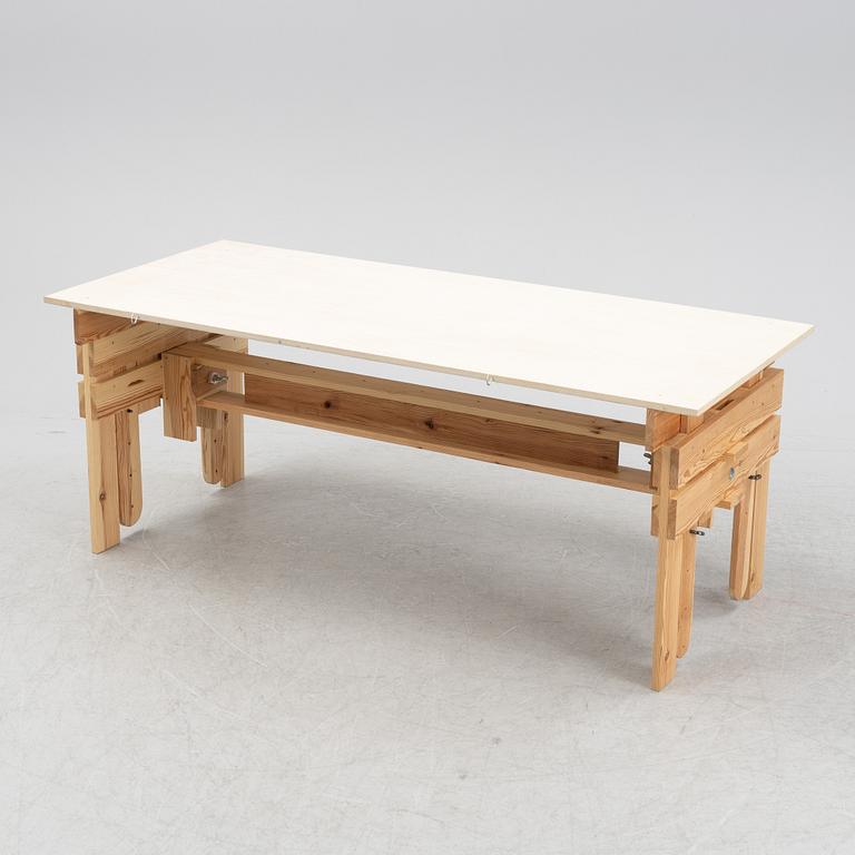 Enzo Mari, after, a wooden drawing table, made by, master carpenter in Sweden 2019.