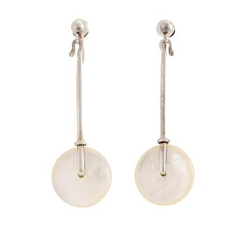 516. Vivianna Torun Bülow-Hübe, a pair of earrings, sterling silver and mother-of-pearl, Jakarta Indonesia.