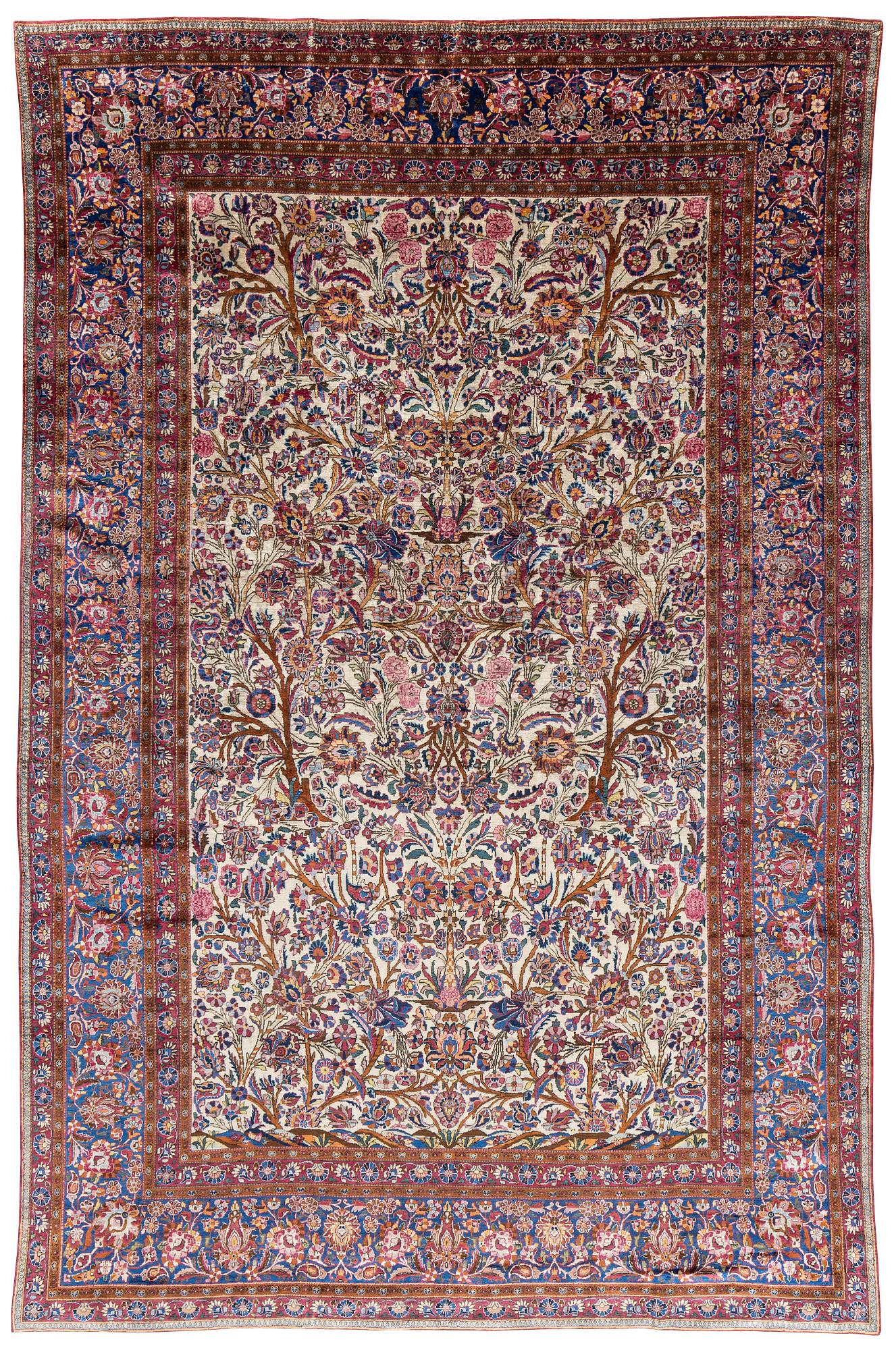 A carpet, semi-antik, silk Kashan, ca 315,5 x 204 cm.
