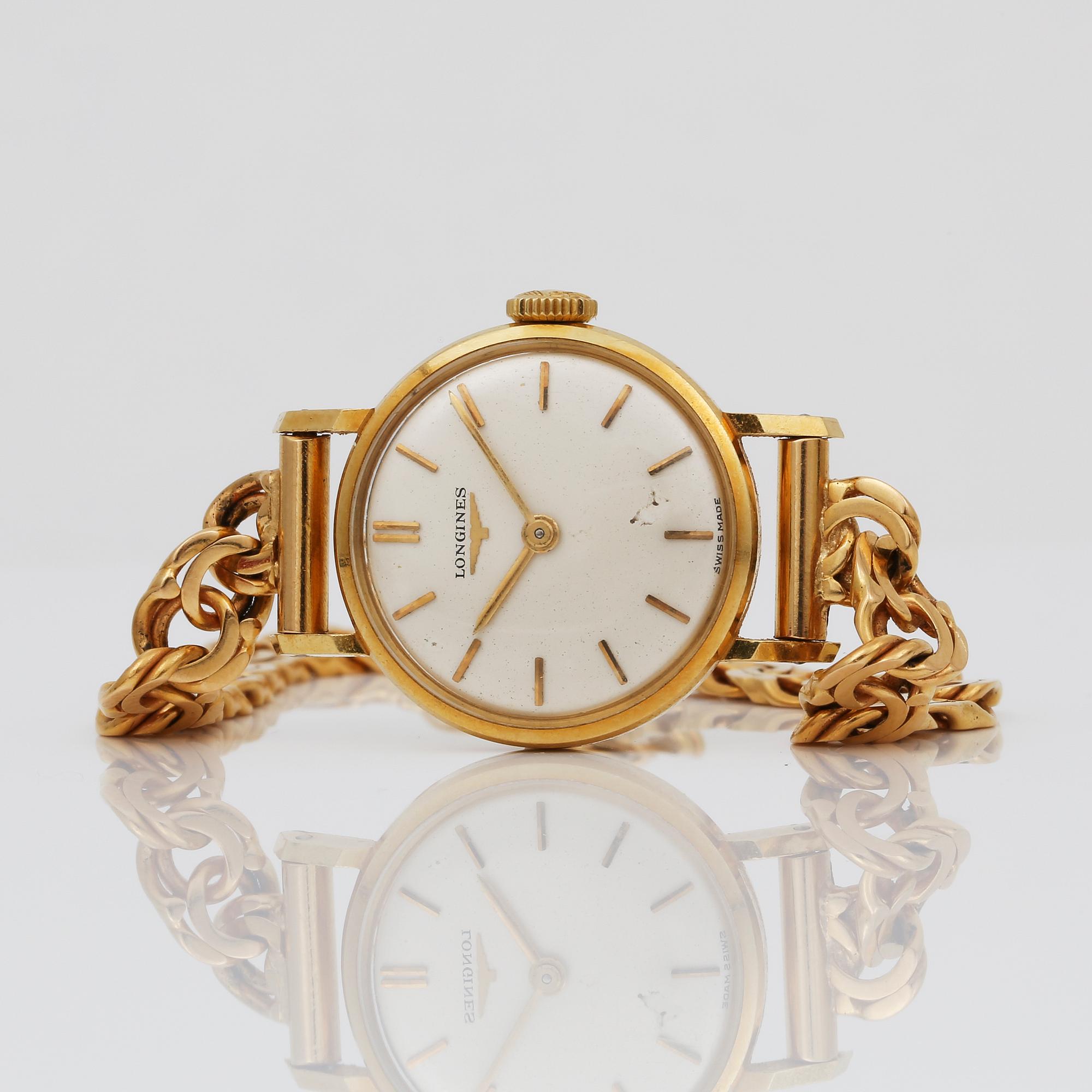 ARMBANDSUR, manuell, 18k guld, Longines, vikt ca 21g.