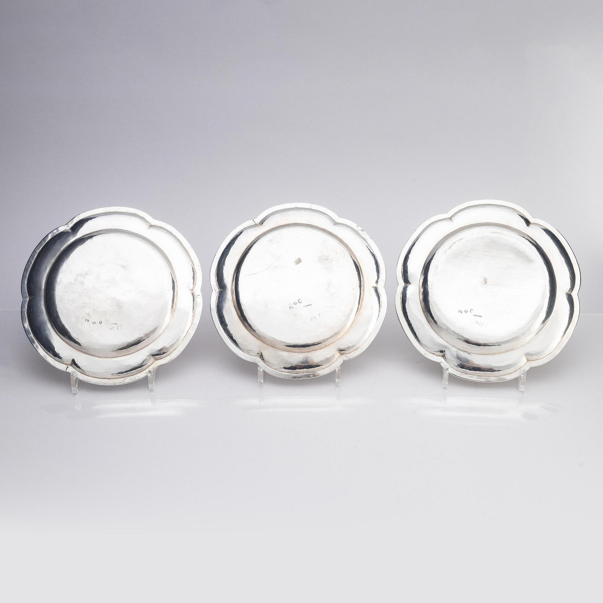 Six Swedish silver plates, marks of Arvid Floberg 1788.