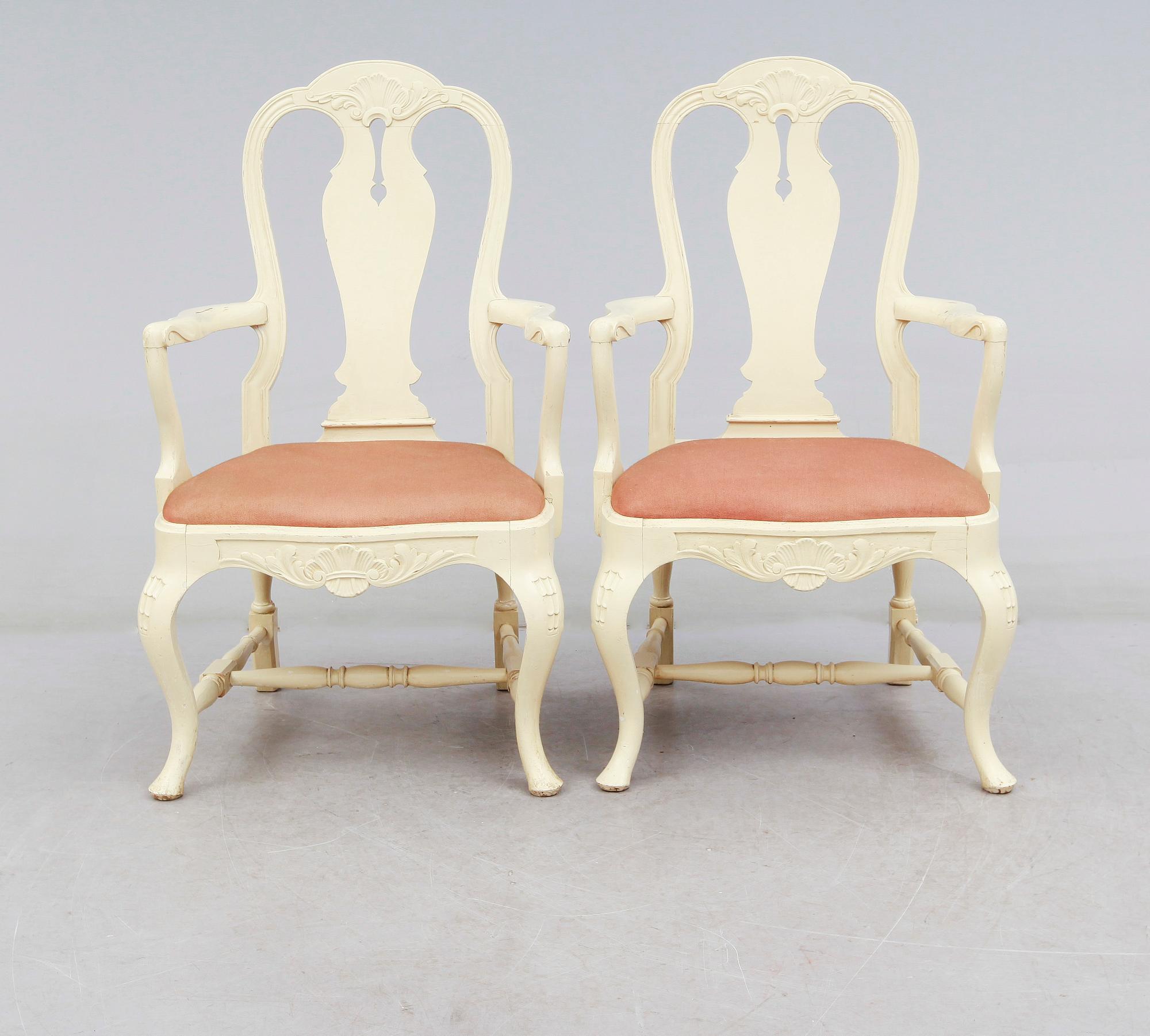 KARMSTOLAR, 1 par, rokokostil, 1900-talets början.