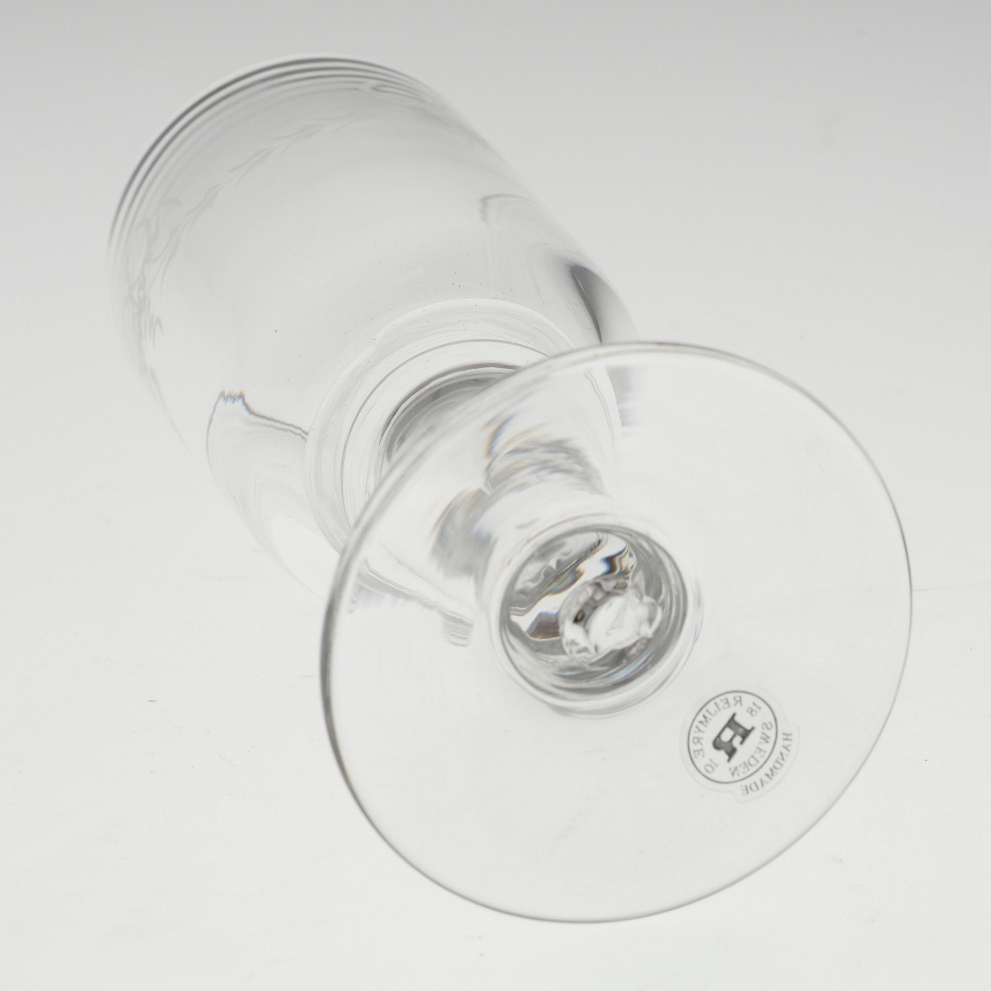 A set of twelve "Antik" wine glasses by Reijmyre Glasbruk.